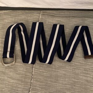 U.S. Polo Assn. Navy and White Center-Stripe Webbing Belt Size32 42”x1.25”